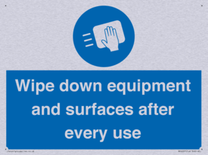 Wipe down equipment and surfaces after every use
